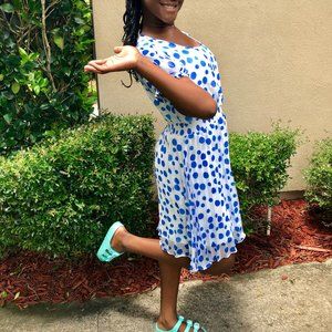 Royal Blue & White Polka Dot Dress